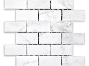 Oriental White Marble Brick 2 X 4 Beveled Polished or Honed